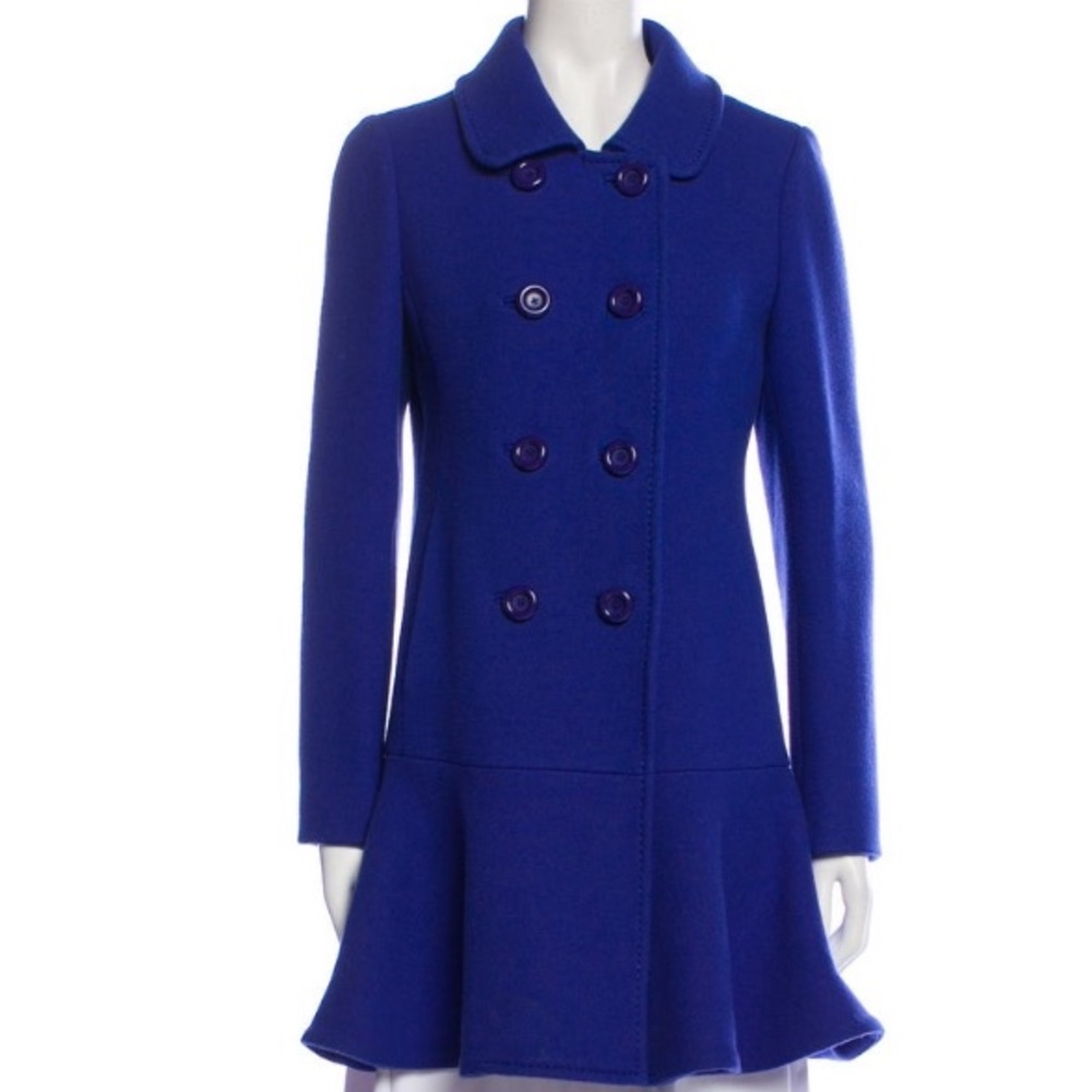 Women's Kate Spade Pea Coat Royal Blue Knee Length Dress Coat Size XL - Picture 11 of 12